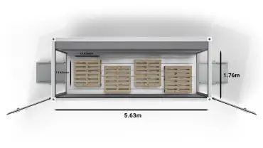 4 CHEP-pallets in a 20ft ArcticBlast