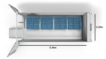 4 CHEP-pallets in a 20ft ArcticStore