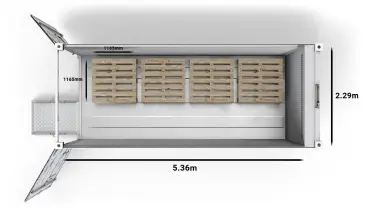 4 CHEP-pallets in a 20ft ArcticStore