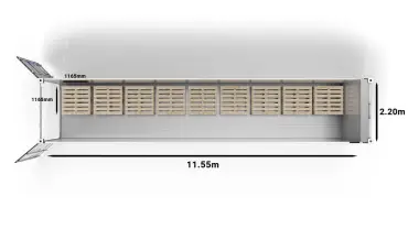 9 CHEP-pallets in a 40ft UltraFreezer