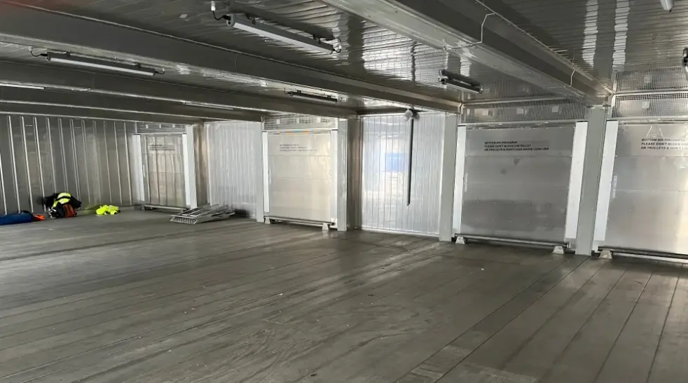 Modular cold storage container installation forming a SuperStore unit
